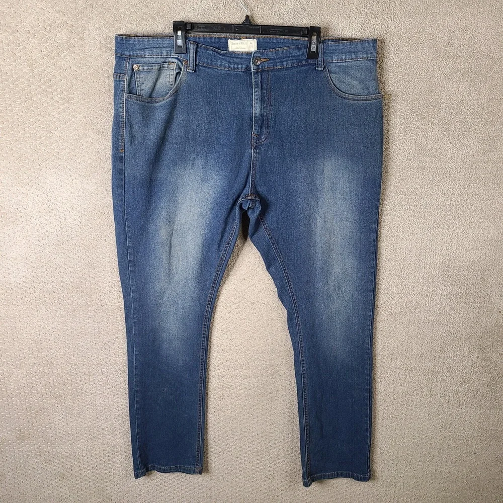 Smith & Mills Denim Jeans Mens 44x32 Blue Stretch Slim Straight Cotton Blend‎